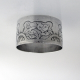 .Arts and Crafts Napkin Ring Floral Acid International 1910 Sterling Silver