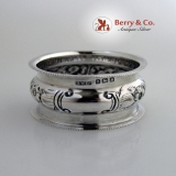 .Baroque Floral Napkin Ring English Sterling Silver 1917 No Monograms