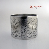 .Arts and Crafts Napkin Ring Floral Acid International Sterling Silver 1910