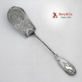 .Pastry Server Engraved Rose Coin Silver Ball Black Co 1860 No Monogram