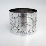 .Floral Engraved Sterling Silver Napkin Ring 1900