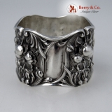 .Floral Repousse Napkin Ring Double Walled Sterling Silver 1900 No Monogram