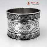 .Palmette Aesthetic Napkin Ring Wood and Hughes Coin Silver 1870
