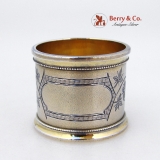 .Aesthetic Napkin Ring Ivy Gilt Matte Finish Coin Silver 1875 No Monogram