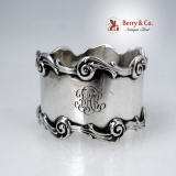 .Baroque Scroll Napkin Ring National Silver 1900 Sterling Silver Monogram FAR