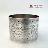 .Aesthetic Engraved Napkin Ring Coin Silver A L Chapman Class of â€²82