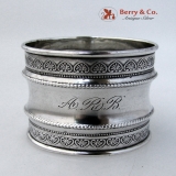 .Palmette Beaded Napkin Ring Sterling Silver 1880 Monogram ARB