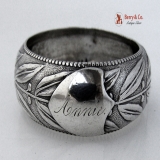 .Laurel Leaf Berry Napkin Ring Beaded Edge Coin Silver 1860 Annie
