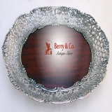 .Floral Scroll Open Work Tray 833 Silver Mahogany 1920