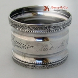 .Sister M. Cyril Napkin Ring Aesthetic Engraved Sterling Silver 1885