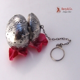 .Figural Tea Ball North Wind Faces Webster Sterling Silver 1910