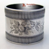 . Engraved Floral Napkin Ring Towle Coin Silver 1875 No Monogram