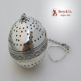 .Open Work Fleur-de-Lis Large Tea Ball Sterling Silver 1900