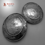 .Cloak Buttons Crowned Horseman Medallion Dutch 833 Standard Silver 1890