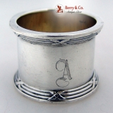 . Ribbon and Thread Napkin Ring La Pierre 1900 Sterling Silver Monogram A