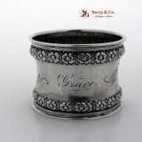 .Gorham Floral Border Napkin Ring Sterling Silver 1890