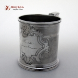 . Engine Turned Engraved Childâ€²s Cup Wood and Hughes Coin Silver 1870 Freddie from Mamma