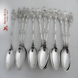 .Medallion Schulz And Fischer Set of 12 Teaspoons Sterling Silver 1870