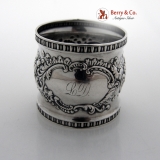 .Floral Scroll Repousse Napkin Ring Sterling Silver Alvin 1900 Monogram LD