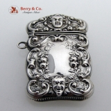 .Match Safe Repousse with Faces Sterling Silver 1900