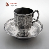 .Cup and Saucer William Forbes Ball Tompkins Black Coin Silver 1840 