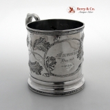 .  Acorn Repousse Mug Tift Whiting Fannie Dec 29 1854 Coin Silver
