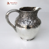 .Beer Pitcher Repousse Hops Wheat William Durgin Sterling Silver 1886