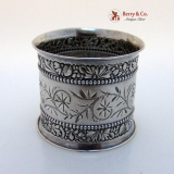 .Beaded Floral Repousse Napkin Ring Gorham Sterling Silver 1900