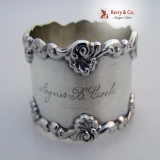 .Baroque Shell and Scroll Napkin Ring Towle Sterling Silver 1890
