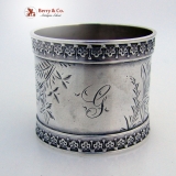 .Floral Engraved Napkin Ring Coin Silver 1860
