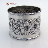 .Beautiful Floral Repousse Napkin Ring Sterling Silver Duhme 1880