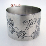 .French Sterling Silver Floral Engraved Napkin Ring 1890