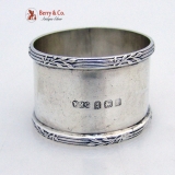.Laurel Leaf and Ribbon Napkin Ring English Sterling Silver 1918 No Monogram