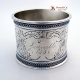 . Aesthetic Bird Napkin Ring Foliate Engraved Coin Silver 1881 Jeanette