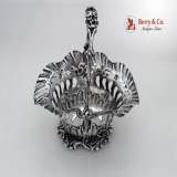 .Cherub Basket Floral Handle Scroll Shell Body and Base Sterling Silver 1850