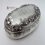 .Rose And Scroll Dresser Box Gorham Sterling Silver 1890