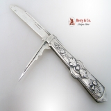 .Folding Pocket or Fruit Knife Sterling Silver 1870