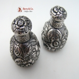 .Repousse Salt and Pepper Shakers Sterling Silver Durgin 1885