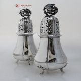 .Dutch First Standard Large Ornate Sugar Shakers Sterling Silver