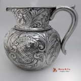 .Ornate Repousse Water Pitcher Gorham Sterling Silver 1901