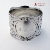 .Floral Double Walled Napkin Ring Gorham Sterling SIlver 1900 Monogram GBH