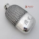 .Liquor Flask Basket Weave Gorham Sterling Silver 1905 Monogram MC