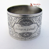.Engraved Aesthetic Napkin Ring Coin Silver Townsend 1870