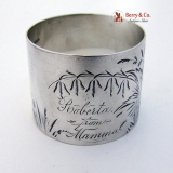 .Engraved Bright Cut Foliate Napkin Ring Sterling Silver 1875 Roberta from Mamma