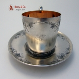 .Koehler and Ritter Grapes Cup and Saucer San Francisco Coin Silver 1870 