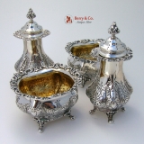 .Repousse Baroque Open Salts Pepper Shakers Frank Smith Sterling Silver 1900