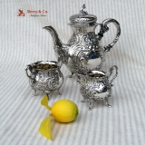 .Ornate Swedish Tea Set 830 Solid Silver 1952