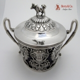 .Figural Cow Finial Ornate Sugar Basket Continental Silver 1880
