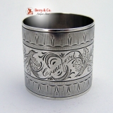 .Engraved Rose Napkin Ring Coin Silver 1875 Crawford
