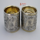 .Danish Solid Silver Pair Of Napkin Rings 1878